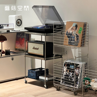 黑胶唱片机架子碟片展示架三层金属置物架CD音箱留声机收纳架中古