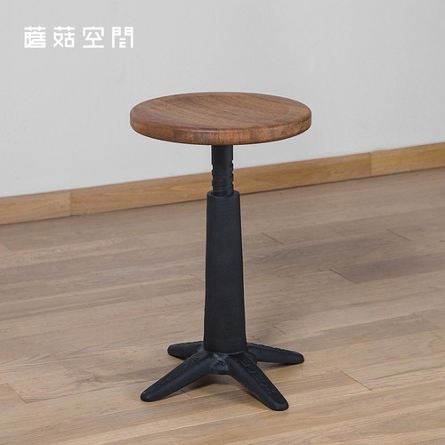 KINOCO|美式复古铁艺酒吧升降凳实木凳铸铁椅 旋转吧凳圆凳胜家凳 - 封面