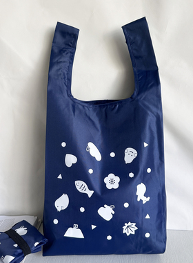 便携折叠购物收纳袋蓝色收纳轻便购物袋逛街买菜环保袋方便布袋子