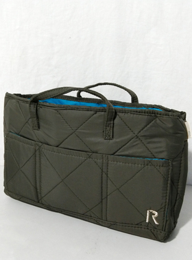 外贸军绿色衍缝菱格分层收纳包多功能分类整理包中包大容量内胆包