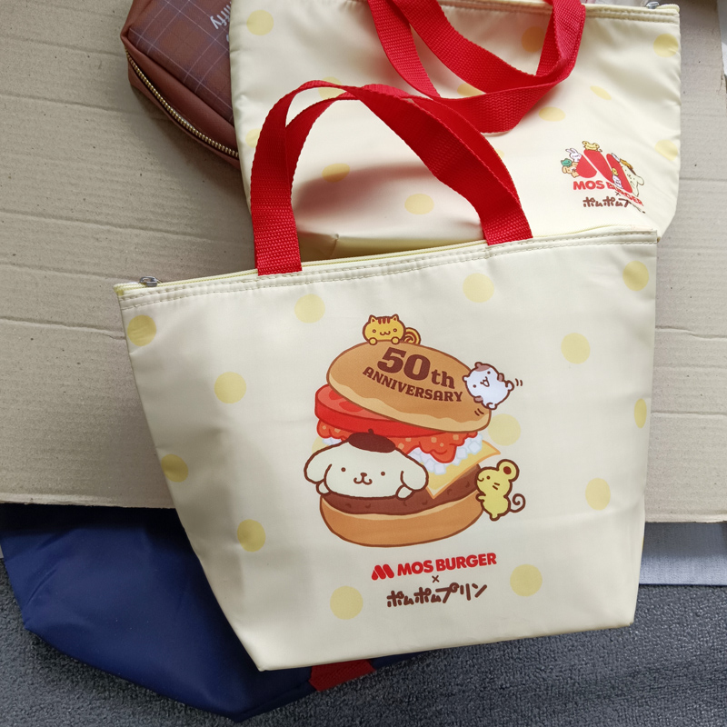 日单三丽家MosBurger黄色布丁狗手提饭盒袋收纳袋保温午餐便当包