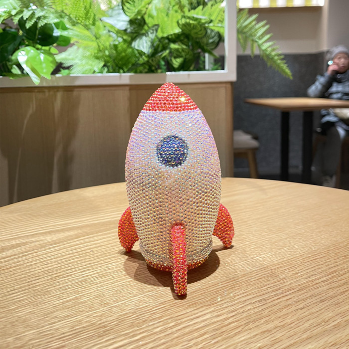 贴钻小火箭卡通LED小夜灯摆件DIY