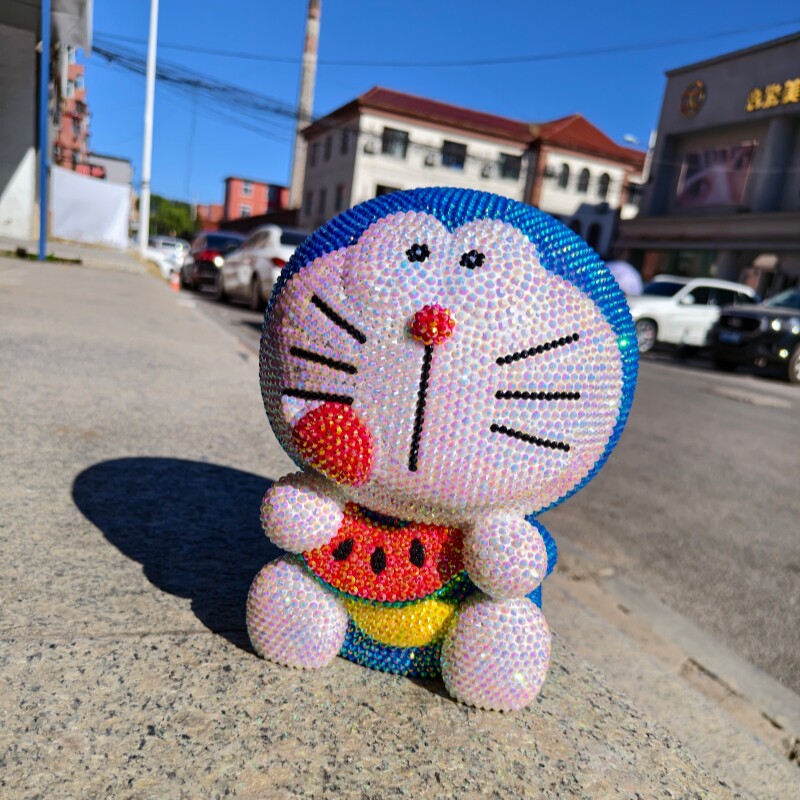 包邮贴钻叮当猫摆件搪胶存钱罐