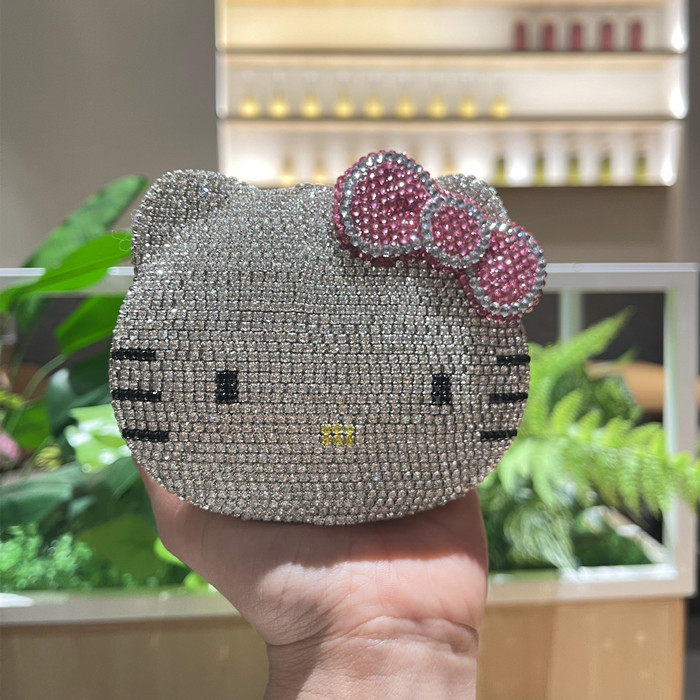 可爱计算器KT猫镶钻化妆镜DIY