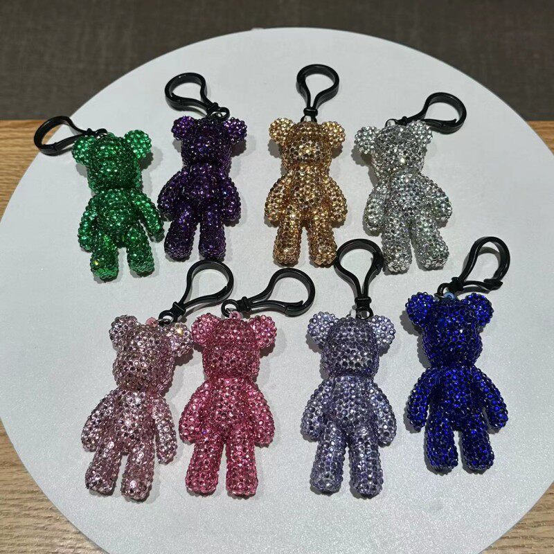 7厘米小熊挂件diy手工贴钻熊公仔大熊包挂钥匙扣暴力熊粘钻钥匙链