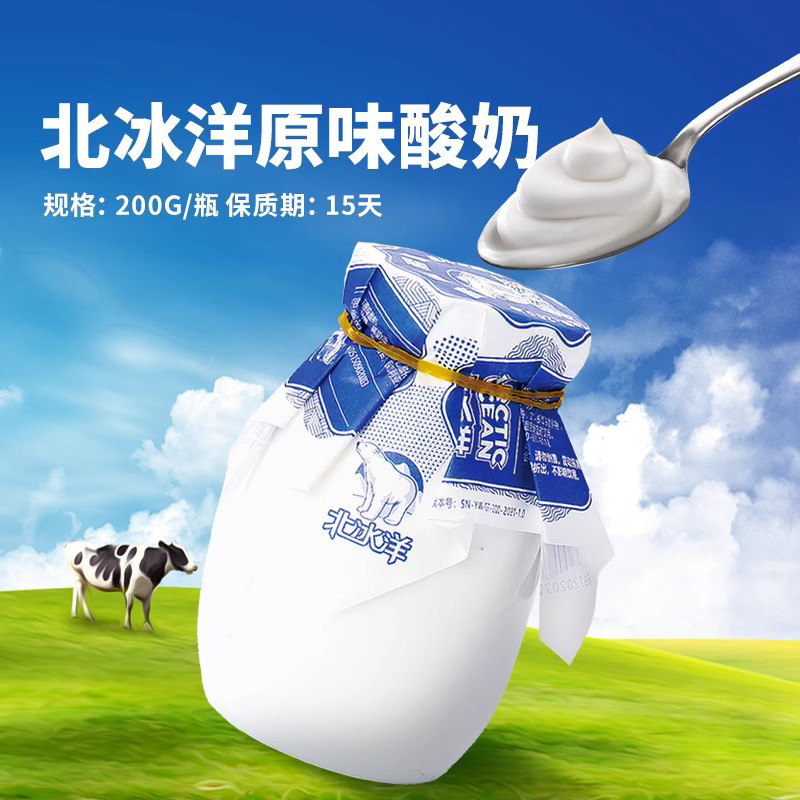 6瓶 北冰洋x北平制冰厂冰熊原味酸奶200克 风味发酵乳老北京风味