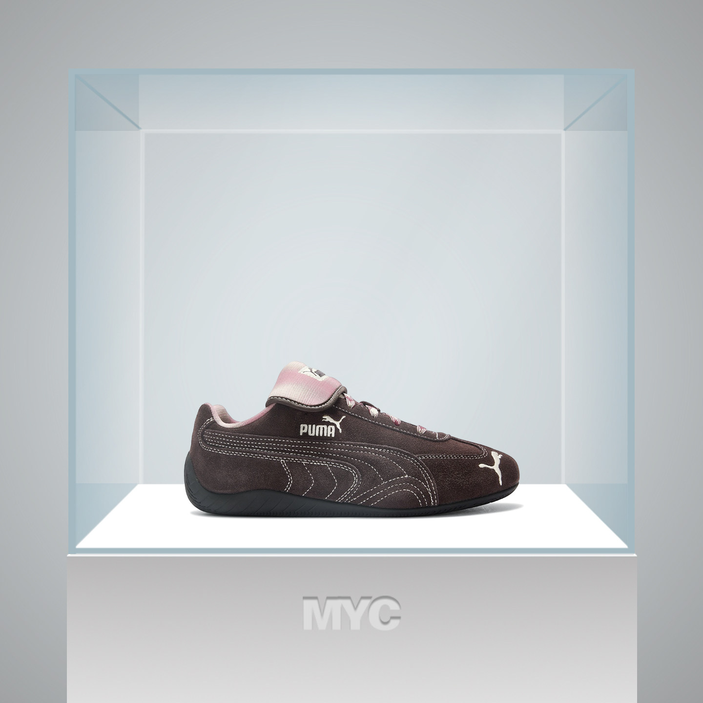 彪马PUMA SPEEDCAT复古咖调秋冬氛围格纹翻折鞋舌薄底鞋410086-01