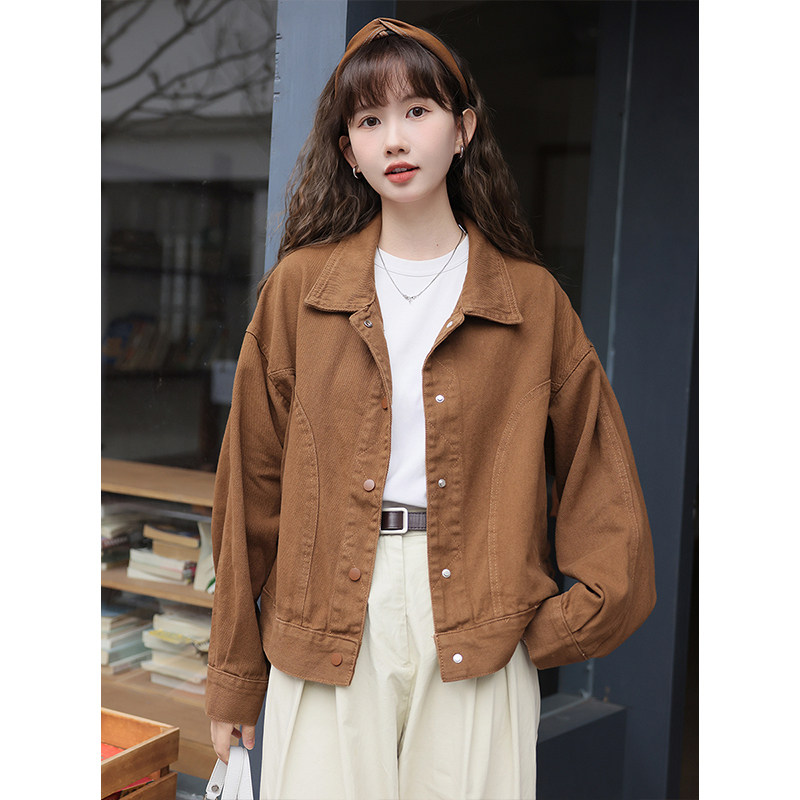 港风复古工装牛仔外套女宽松夹克