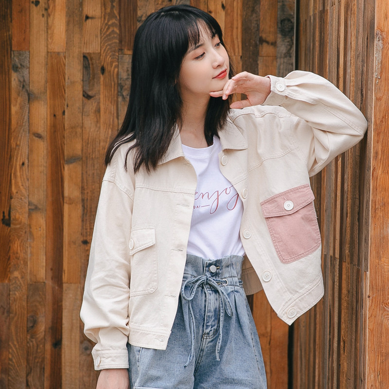小清新短款牛仔外套女工装上衣潮
