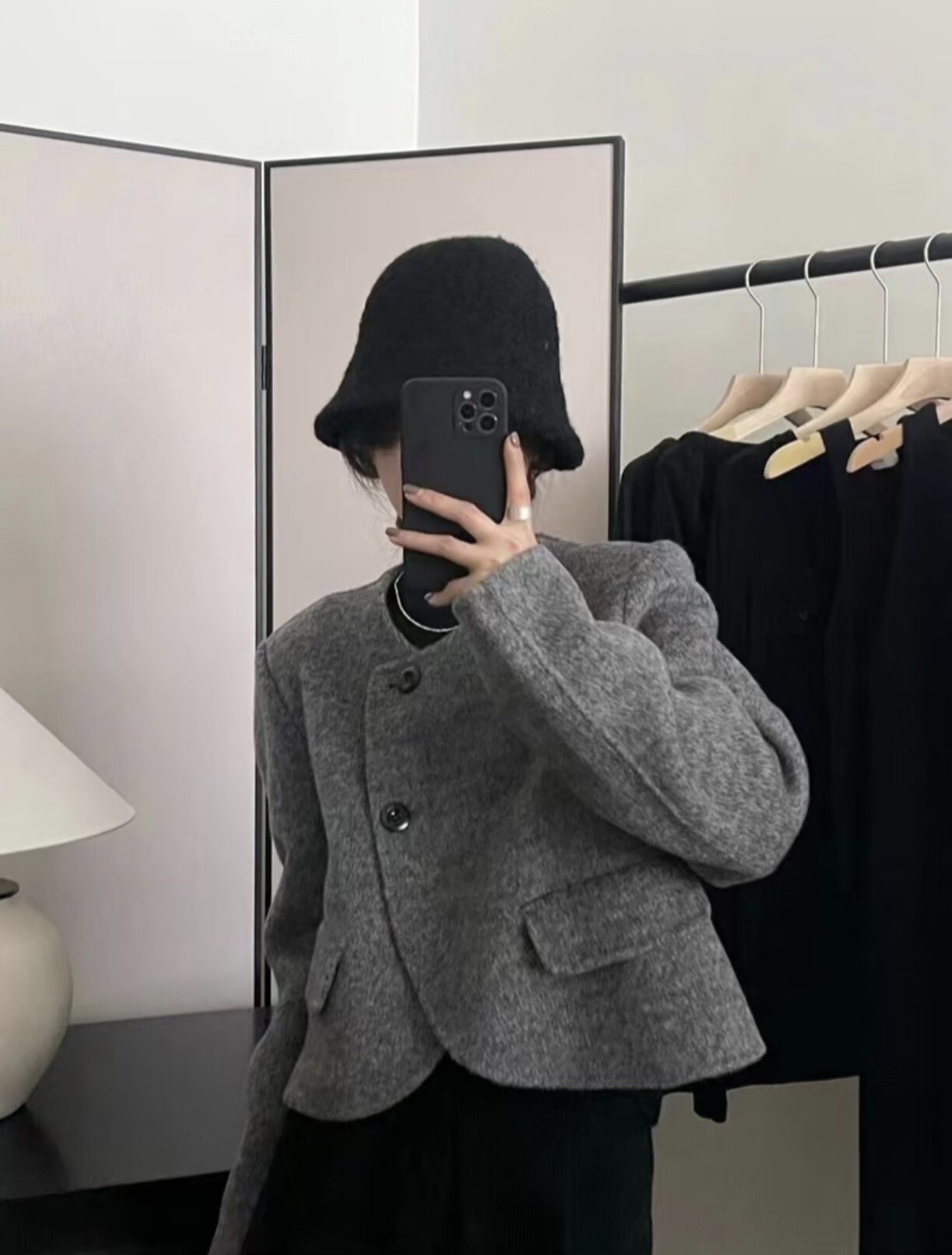 2025秋冬新款韩版宽松显瘦百搭纯色毛呢外套女短款小个子大衣