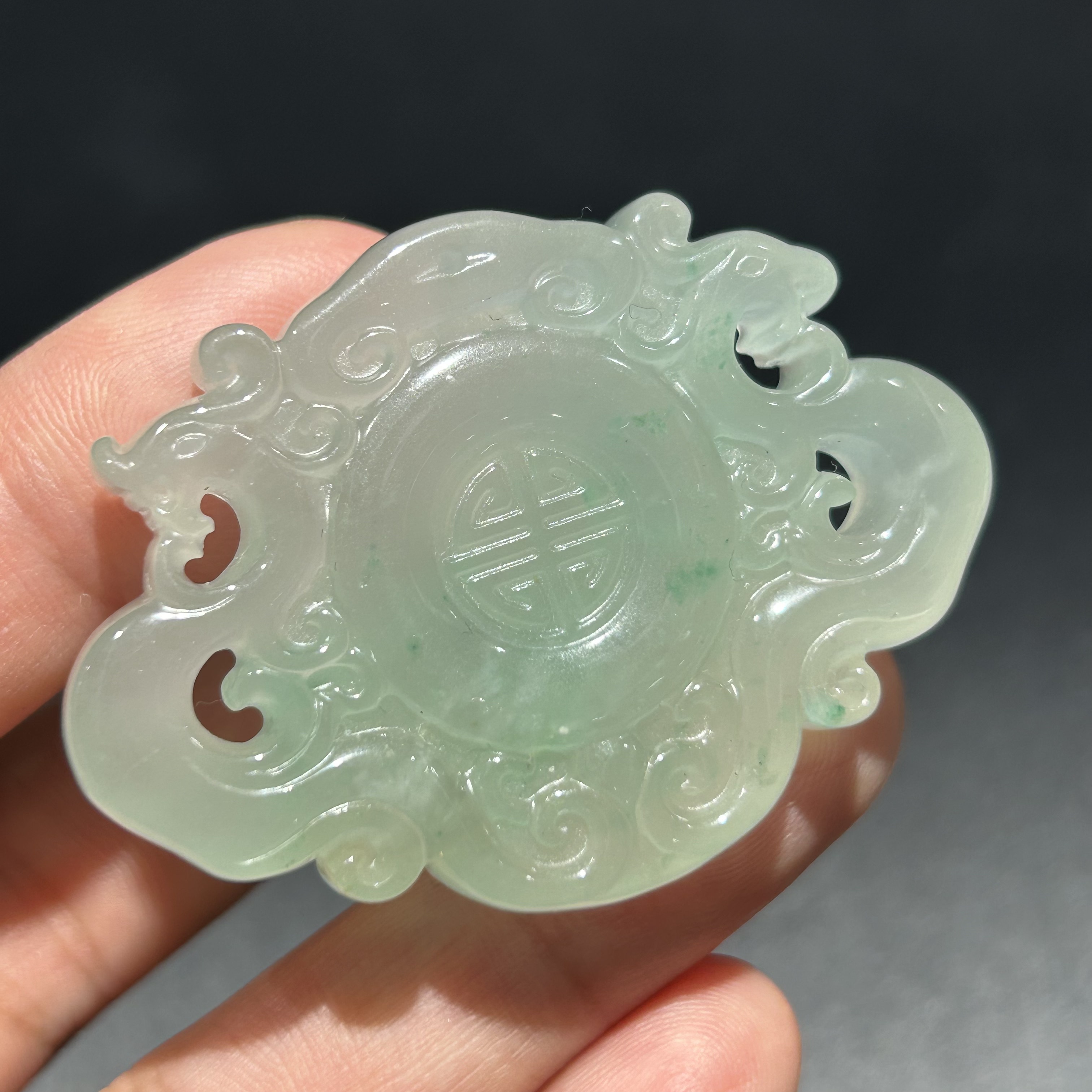 纯天然非洲翠A货镂空仿古玉佩吊坠挂件男女款项链玉坠毛衣链汉服