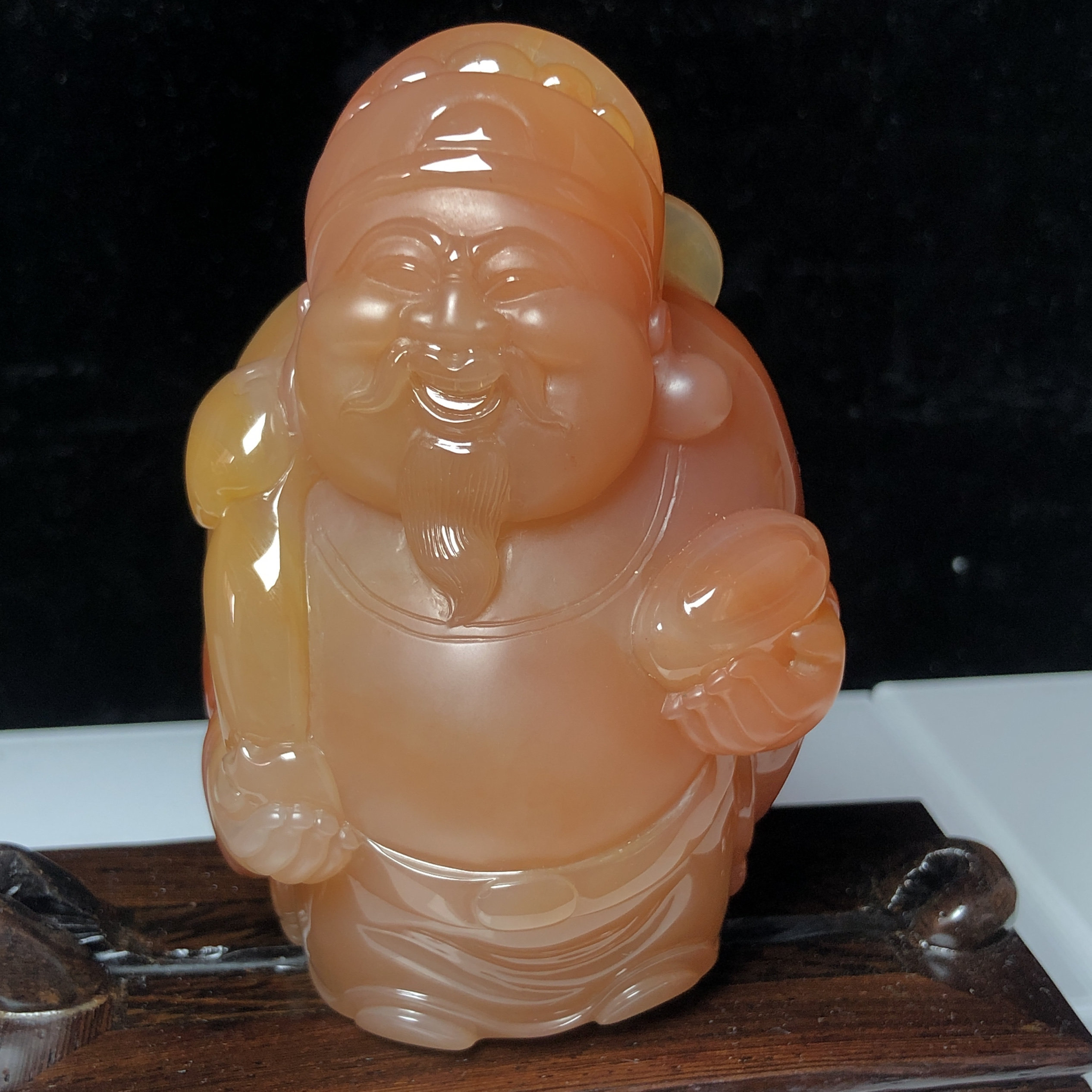 纯天然黄龙玉立体财神把玩把件摆件男女款精雕饱满玉石玉器