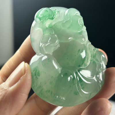 非洲翠独龙玉冰飘花佛公天然玉石A货玉坠挂件吊坠男女玉项链