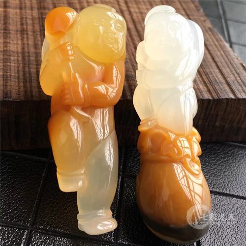 黄龙玉挂件玉吊坠玉石原石俏色招财童子玉项链坠小玉坠女款