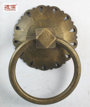 远儒铜雕仿古黄铜门环中式黄铜拉手YRH086仿古大门把手复古拉环