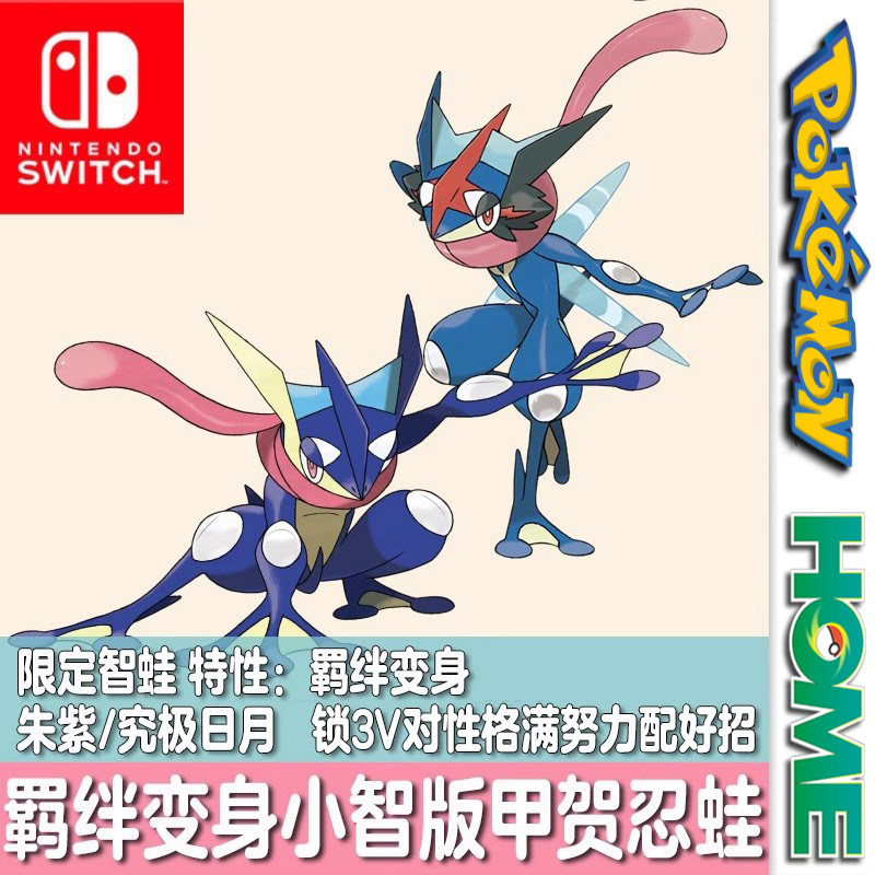 NS朱紫宝可梦Home究极日月精灵定制交换配信小智版甲贺忍蛙智蛙3V