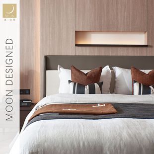 MOON慕空间现代轻奢高端酒店定制靠抱枕全棉四件套样板房床品套件