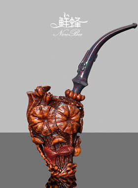 NewBee石楠木烟斗手工实木雕刻金玉满堂斗传统老式过滤男士专用具