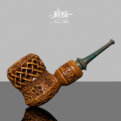 NewBee石楠木烟斗手工雕刻花篮空腔斗实木传统老式过滤男士专用具