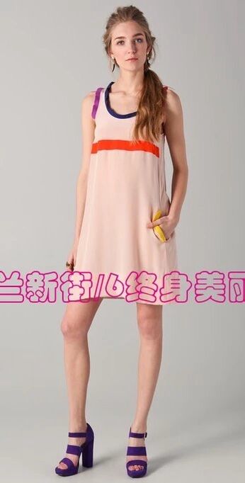 原488捡漏1M多巴胺撞色度假风糖果色针织边真丝女士背心裙连衣裙