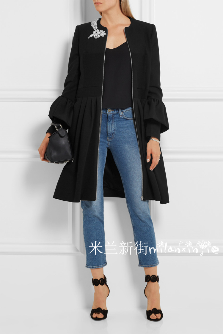 21秋冬独家限量高版灯笼袖口钉钻