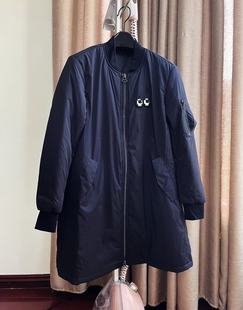 原588好货纯元海报款卡通眼睛刺绣贴饰A字型长袖棉衣外套棉服
