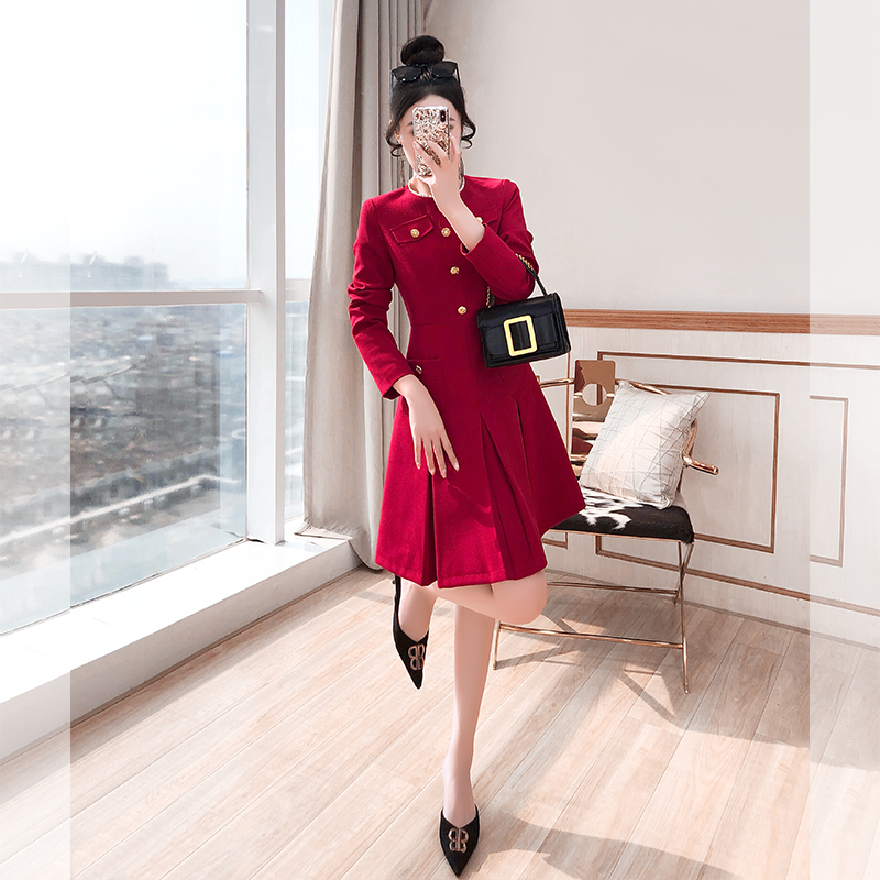 结婚过年红色打底连衣裙