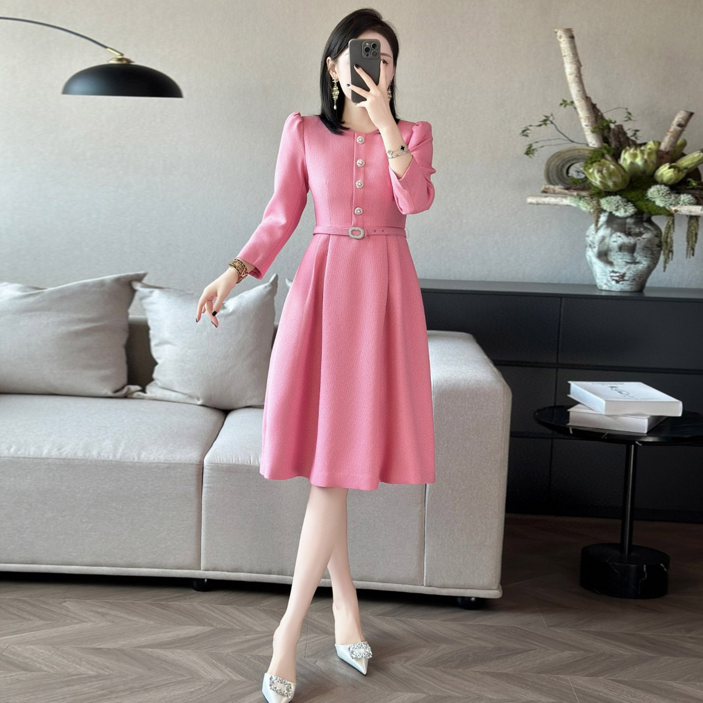 中长款法式小资连衣裙