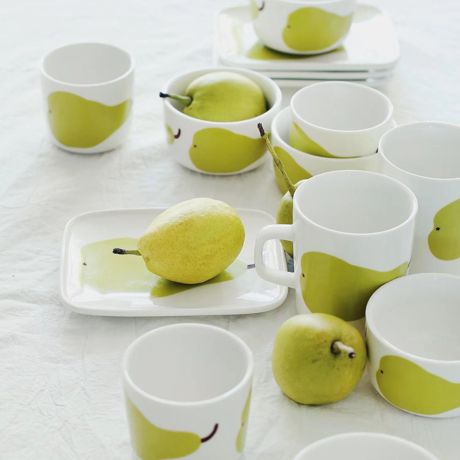 北欧芬兰梨系列 夏日梨子陶瓷手握杯马克杯方盘碗餐具套装,餐饮具,马克杯,淘宝优惠券,粉丝福利购,淘宝优惠卷