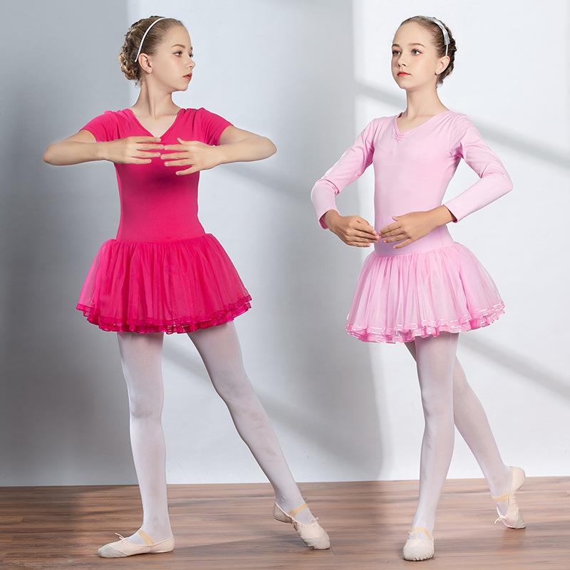 儿童舞蹈服秋季长袖袖女童纯棉芭蕾舞裙女孩练功服幼儿中国舞服装