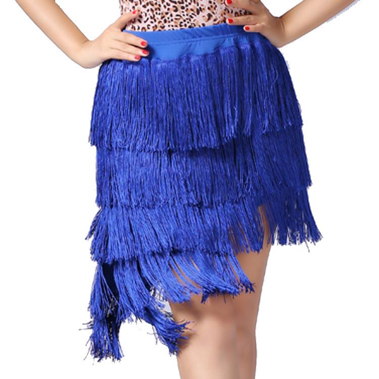 肚皮舞裙流苏半身裙新款拉丁流苏裙练习裙团服加密不规则流苏舞裙