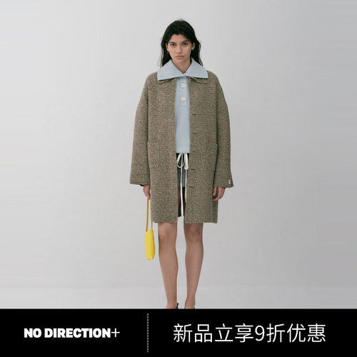 NO DIRECTION+2026秋纯羊毛都市高智Polo领针织大衣N630209651C32