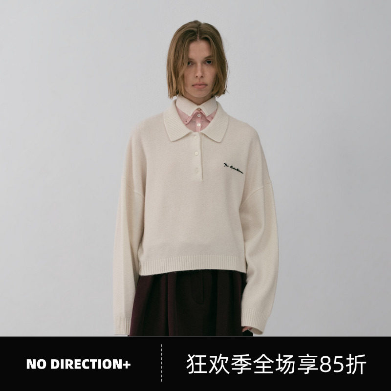 NO DIRECTION+2026秋纯羊绒学院风柔彩Polo套头衫N630106601C10