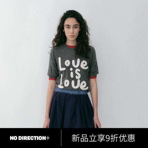 NO DIRECTION+ “Love is love”短袖圆领针织衫N610102620A