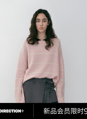 NO DIRECTION+ 休闲学院风圆领条纹针织衫N610104607A