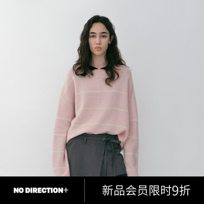 NO DIRECTION+ 休闲学院风圆领条纹针织衫N610104607A