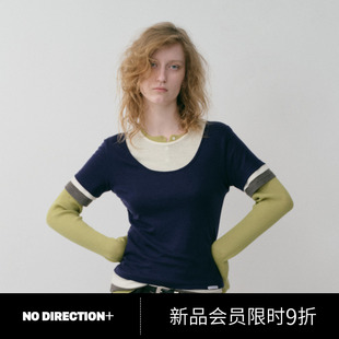 羊毛廓形双层可拆圆领针织T恤N534002341B DIRECTION