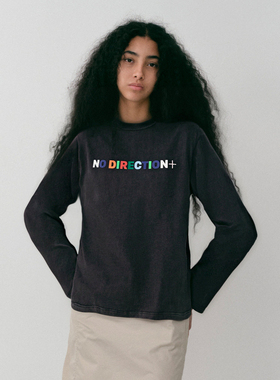 NO DIRECTION+ 水洗复古长袖T恤N530513301B