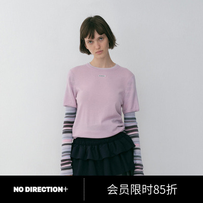 NO DIRECTION+假两件撞色条纹羊毛针织衫N610107620A