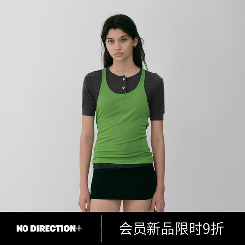 NO DIRECTION+2026秋两件叠穿撞色羊毛背心正肩T恤N630505341A61