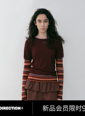 NO DIRECTION+假两件撞色条纹羊毛针织衫N610107620A54