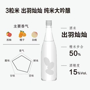 日本原装三粒米出羽灿灿清酒720ml纯米大吟酿批发女生甜酒低度酒
