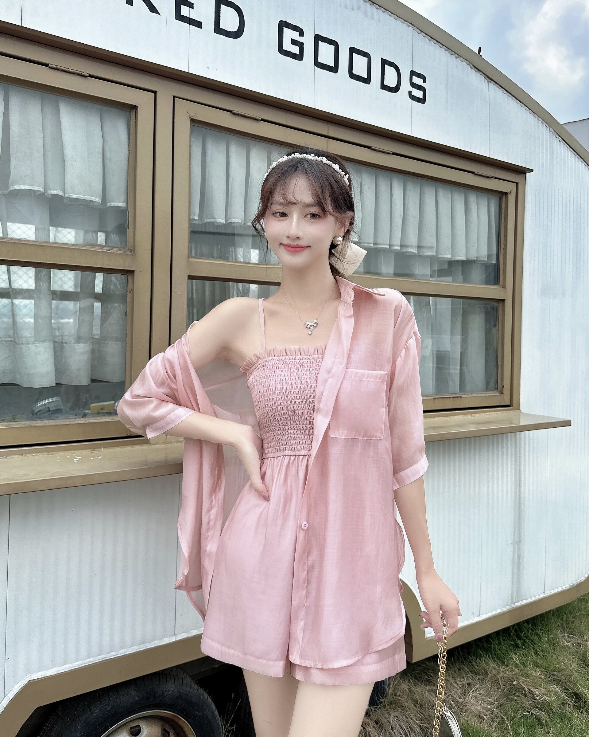 小众时尚两件套设计感夏季新款休闲百搭防晒衫上衣吊带抹胸两件套
