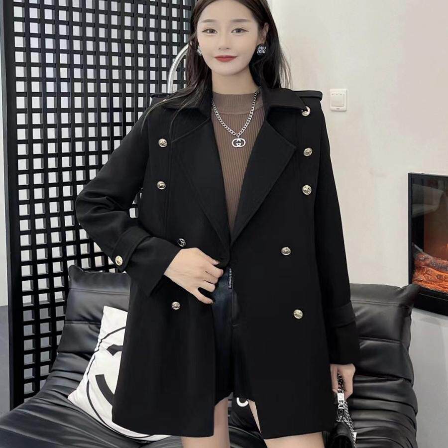 赫本西装外套小个子短款黑色风衣女款2023新款高级感中长款秋冬款