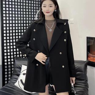 赫本西装外套小个子短款黑色风衣女款2023新款高级感中长款秋冬款