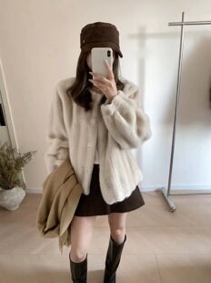 韩系小香风仿皮草水貂毛外套女2026年冬季 高级感气质名媛显瘦 新款