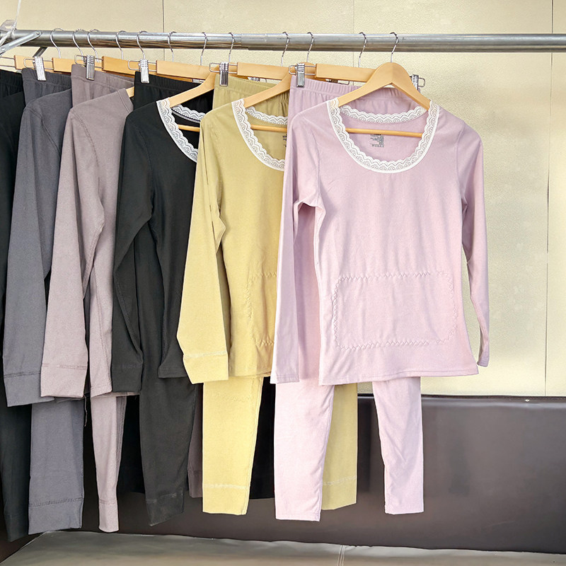 香蒲绒恒温保暖套装自发热德容内衣女士贴片秋衣秋裤套装冬