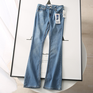 54美金~显瘦一绝!微喇水洗牛仔超模裤高腰弹力提臀牛仔裤长裤女