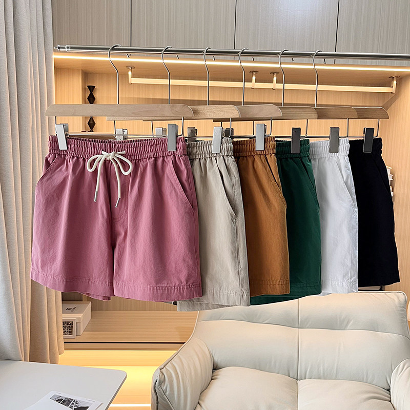 糖果色新款阔腿裤宽松运动纯棉热裤松紧腰薄款短款休闲短裤女夏