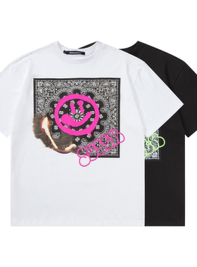 S.view 22S/S 原创腰果花&涂鸦笑脸印花短袖街头嘻哈圆领宽松T恤